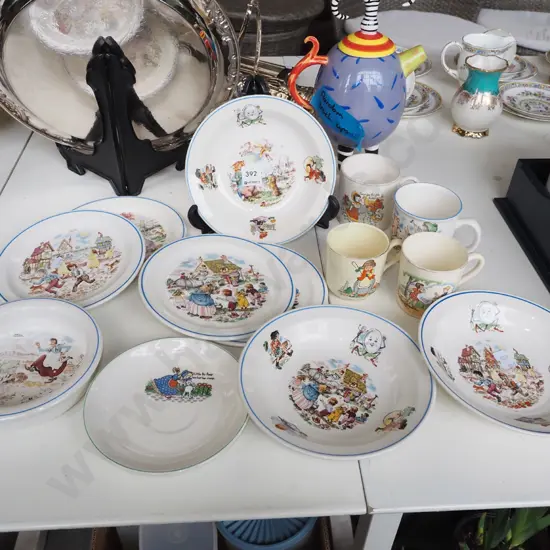 Crown Lynn nursery tales bowls, cups etc