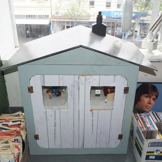 homemade dollshouse and dolls and furniture