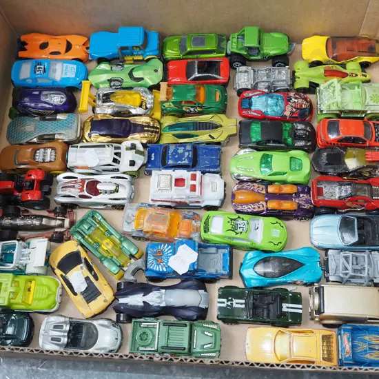 box of model vehicles