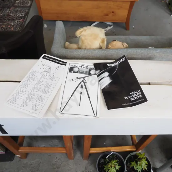 box; Tasco telescope and accessories