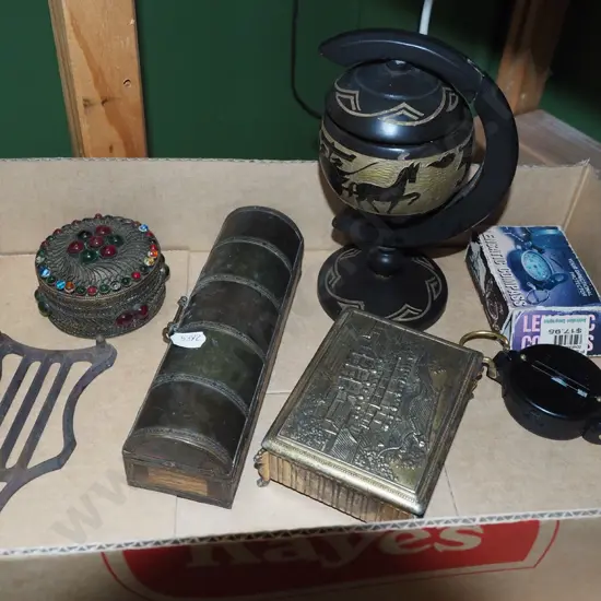 box; trinket boxes, compass etc