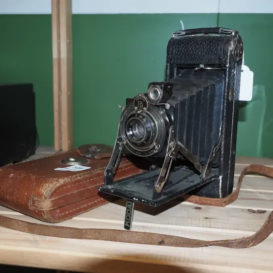 Kodak concertina camera in leather case