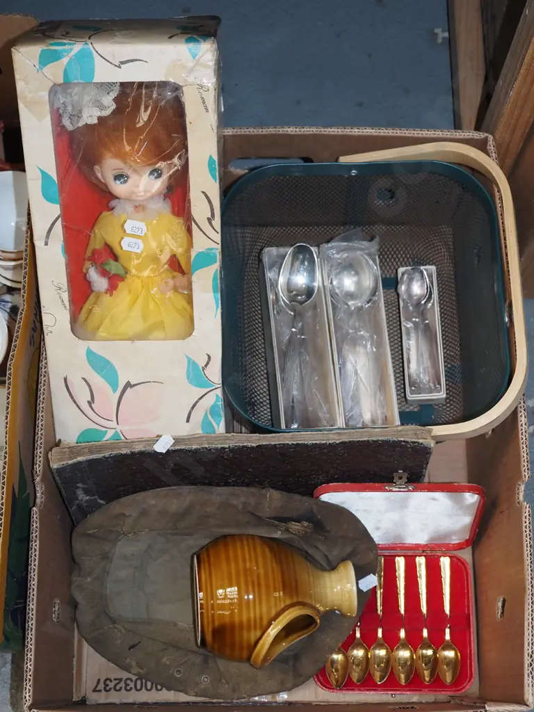 box; metal basket, doll, cutlery etc Image 1++
