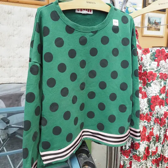 Trelise Cooper green black polka dot size Medium sweatshirt