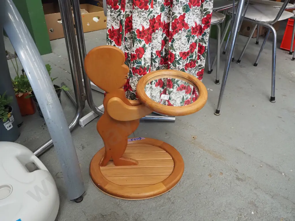 homemade rimu side table/stand with mirror H480 Image 1++