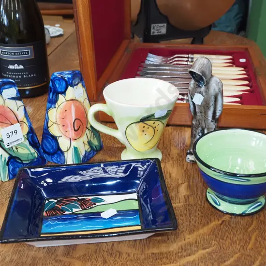 studio pottery; bowls, cups, salt, pepper etc