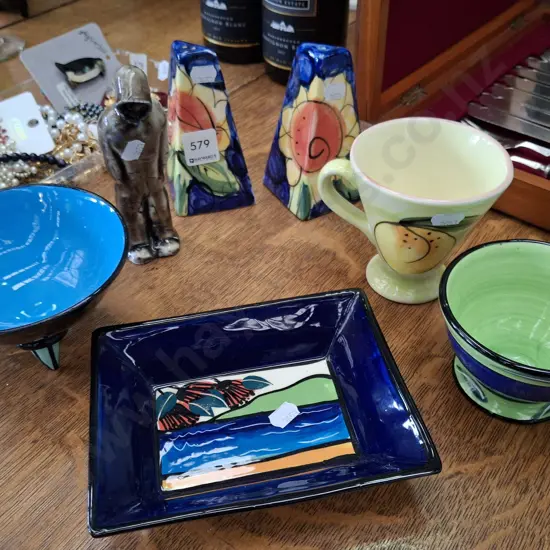 studio pottery; bowls, cups, salt, pepper etc