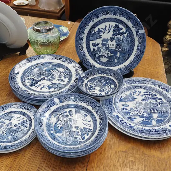assorted Churchill willow plates, bowls