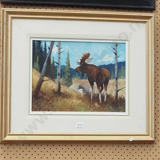 framed oil - moose