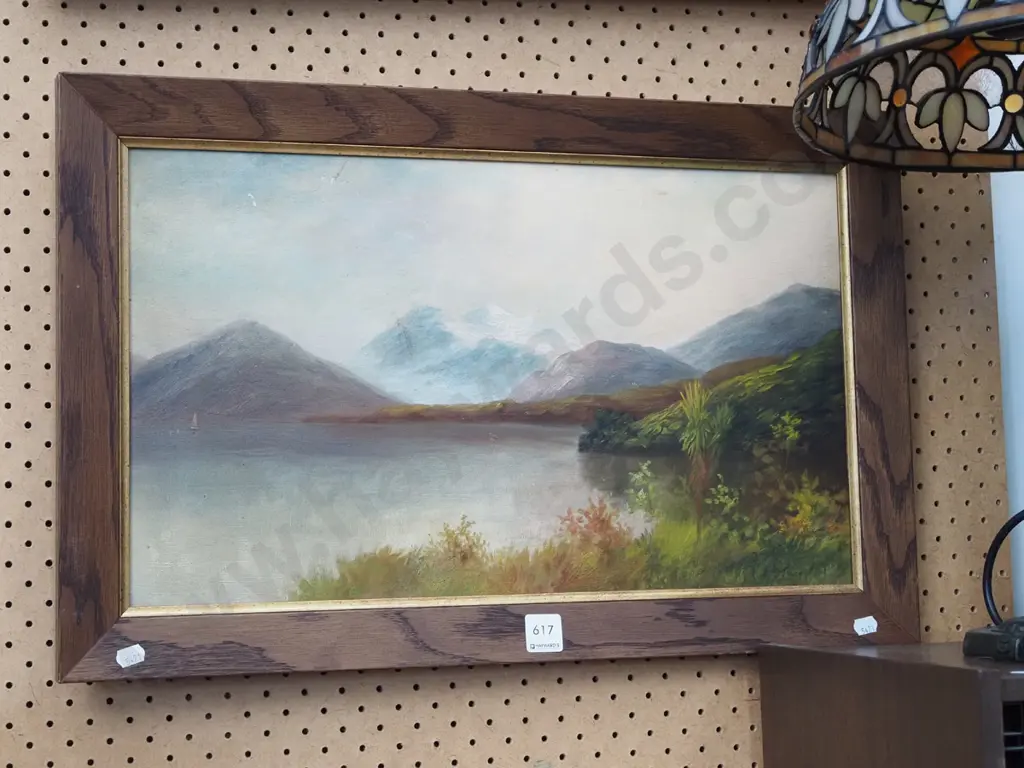colonial lake and mountain scene - some age marks Image 1++