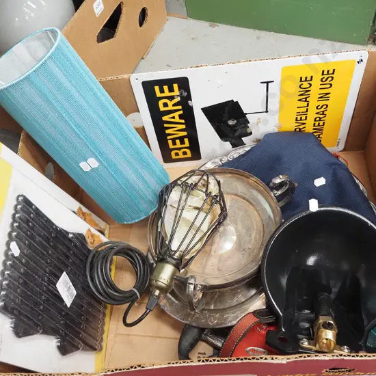 box; pet safety fences, light fittings etc