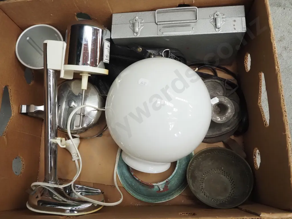 box; white globe light fitting, chamber stick etc Image 1++