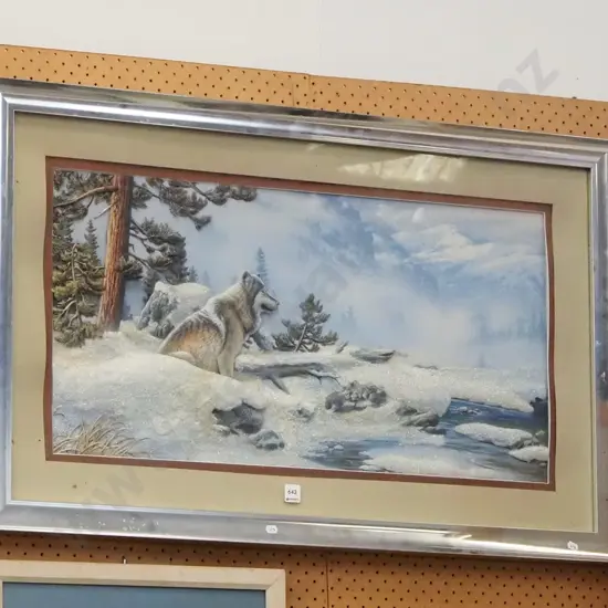 framed 3D artwork - sitting wolf