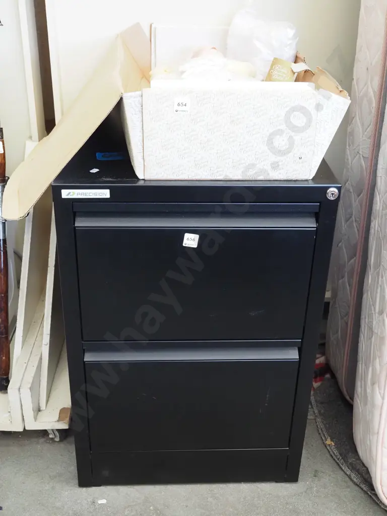 black Precision 2 drawer filing cabinet Image 1++