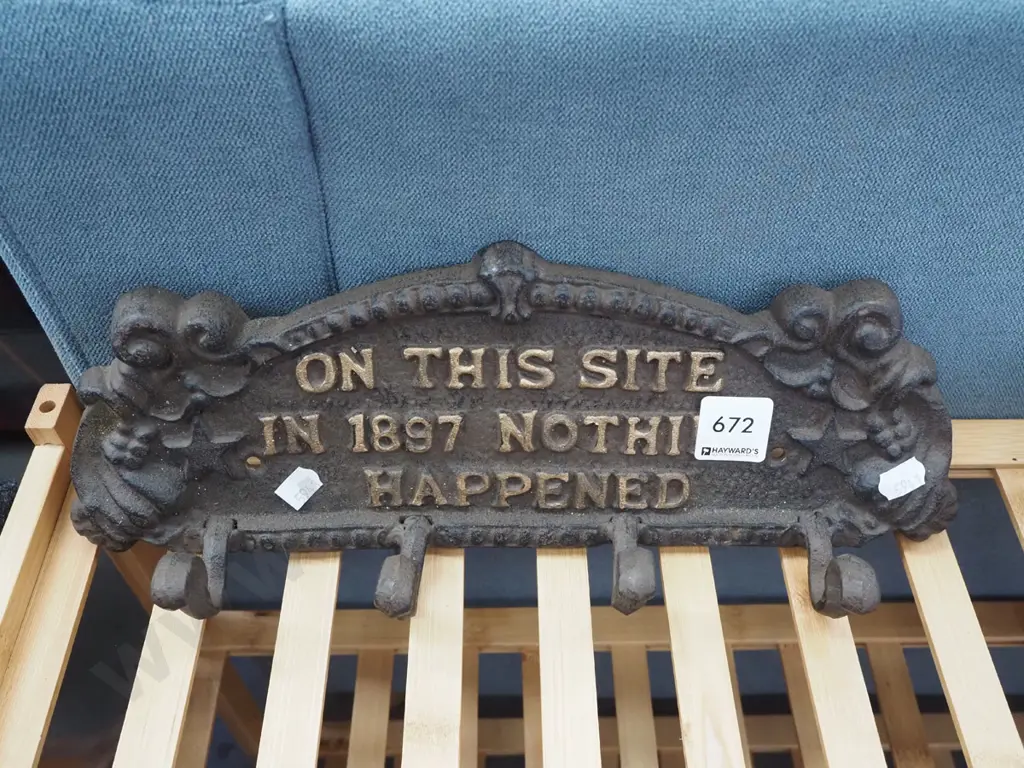 cast metal coat hooks with motto  Image 1++