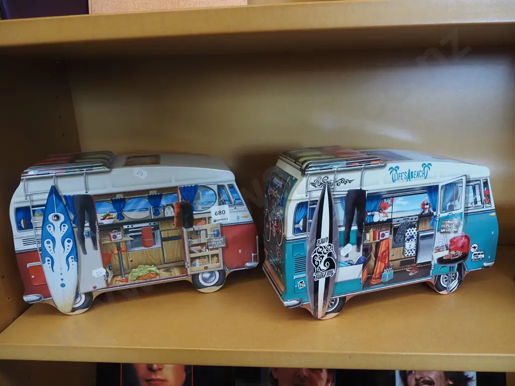 2x camping van biscuit tins Image 1++