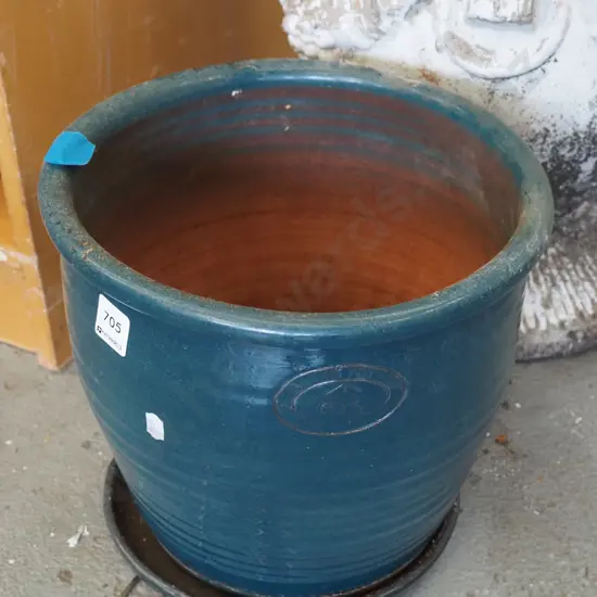 blue terracotta planter H270