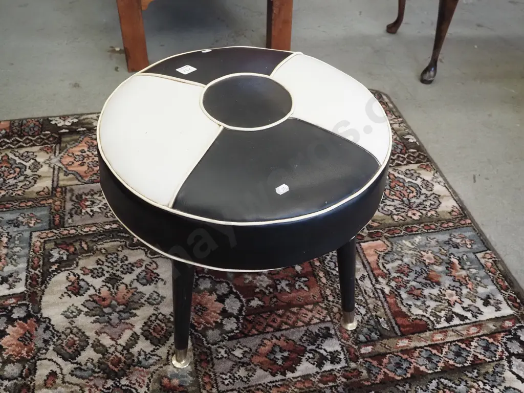 vinyl top black and white stool Image 1++