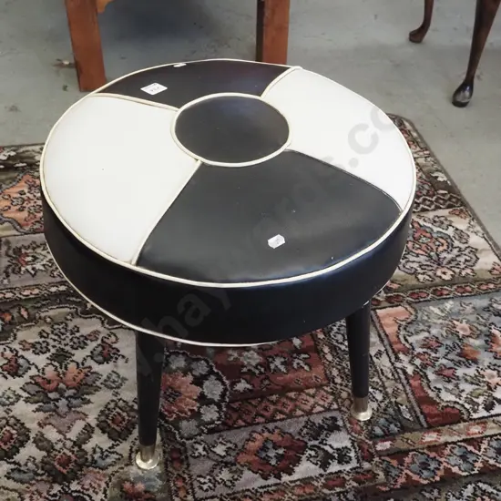 vinyl top black and white stool