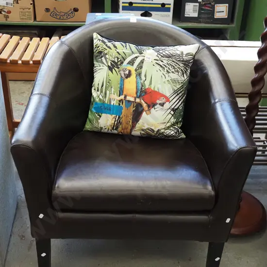 brown vinyl tub chair