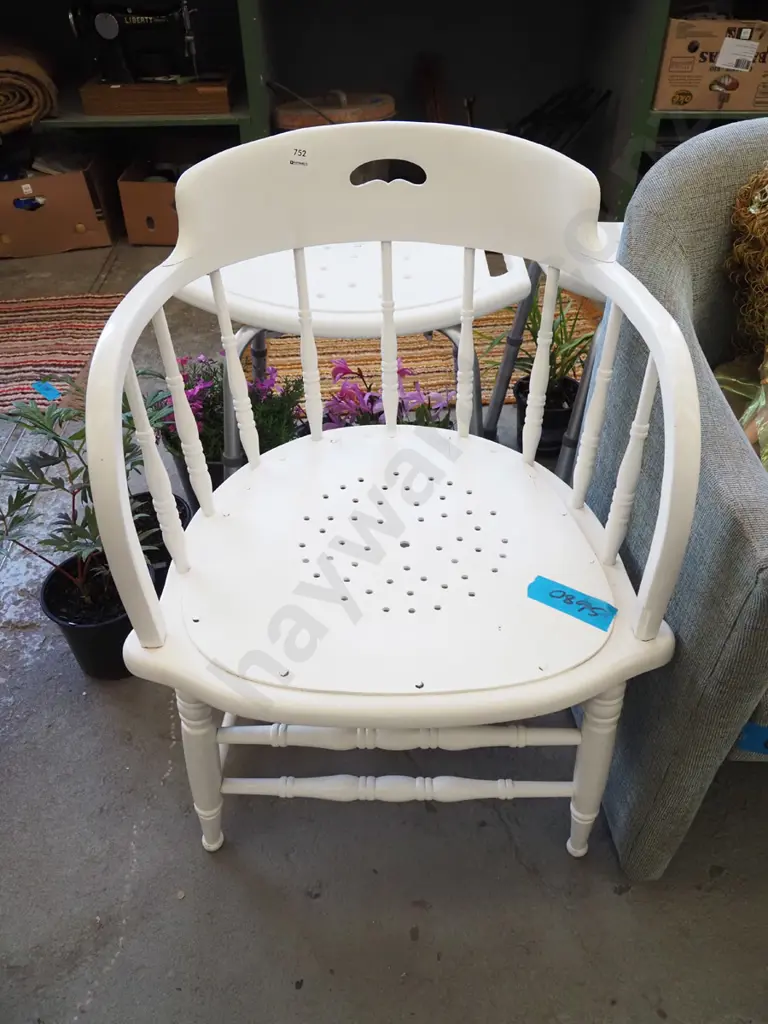 white painted spindle back tub chair Image 1++