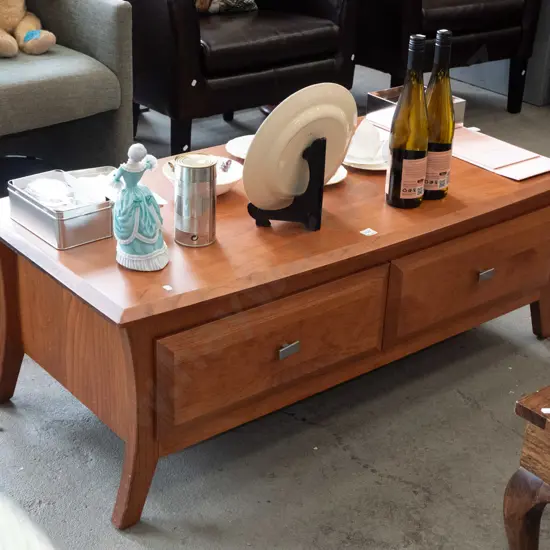 solid pine twin drawer coffee table H430 W1210 D600