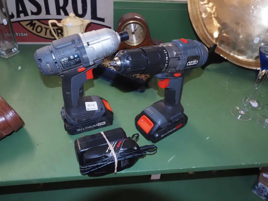 Ozito 18v battery drill, impact driver - batteries in office Image 1++