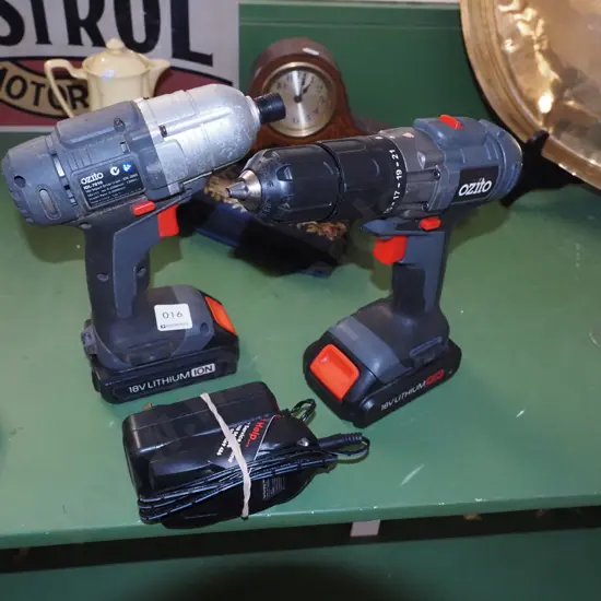 Ozito 18v battery drill, impact driver - batteries in office