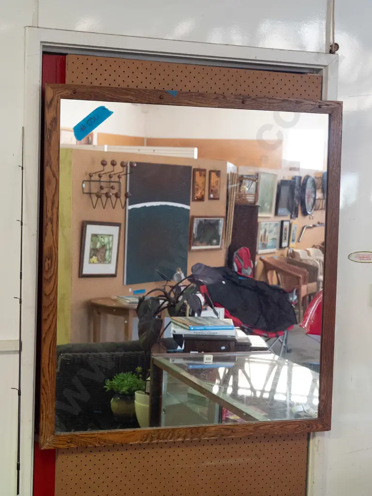 oak framed wall mirror H965 W860 Image 1++