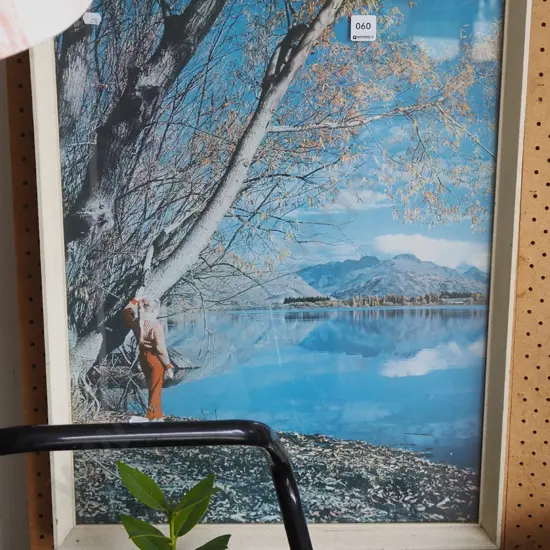 framed photo print - girl by lake