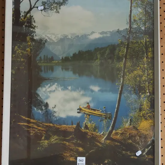 framed photo print - canoe on lake