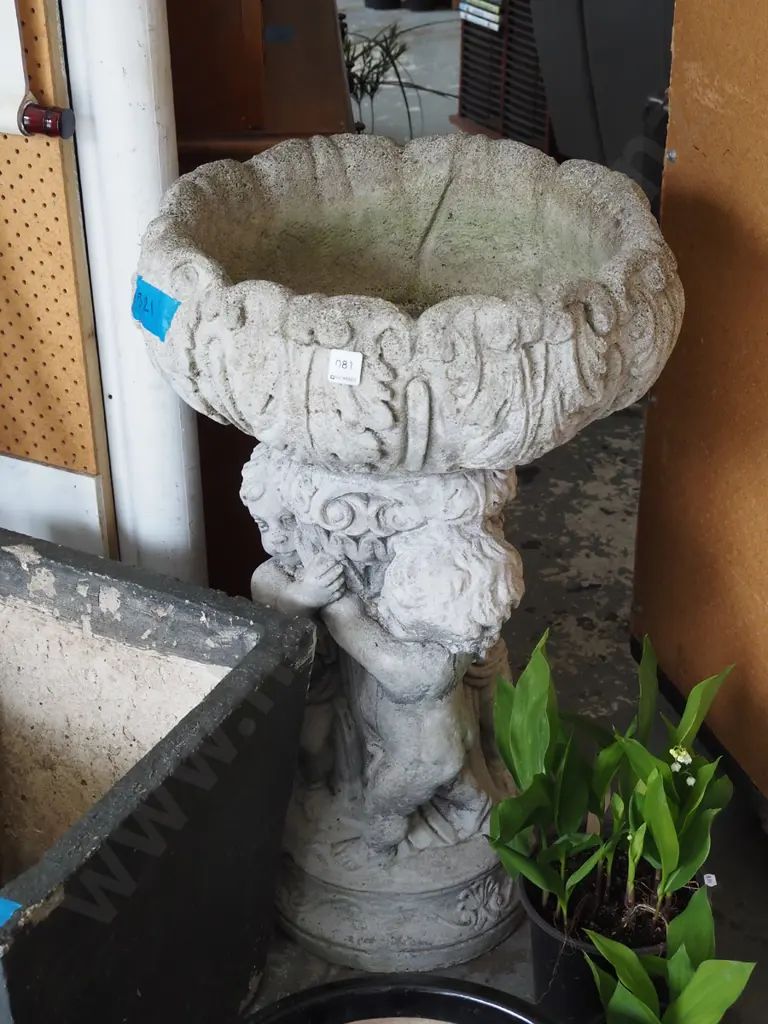 cast concrete figural based water feature - no pipes or pump - carcass only H820 Diam470 Image 1++