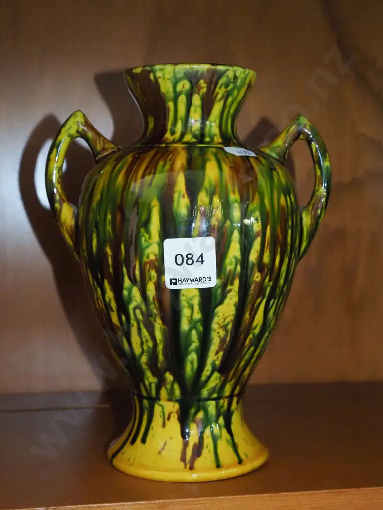 trickle glazed double handled vase H210 Image 1++