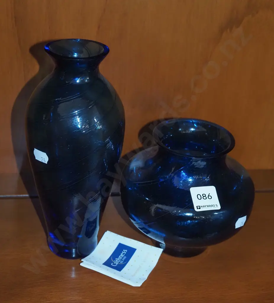 2x blue glass Caithness vases Tallest H220 Image 1++