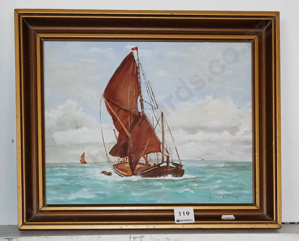 framed oil - sailing boat Image 1++
