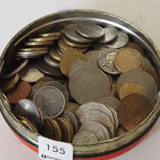 tin of various coins