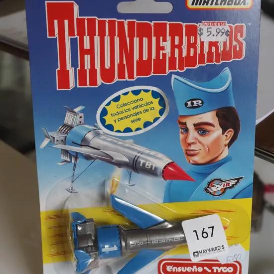 carded diecast Thunderbird 1 rocket