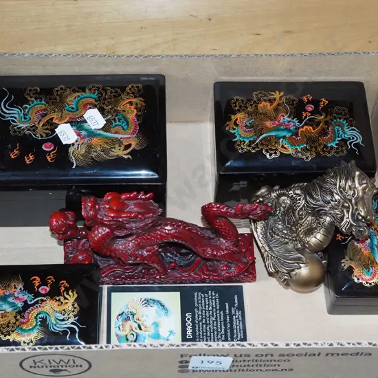 box; dragon figurines, dragon themed boxes