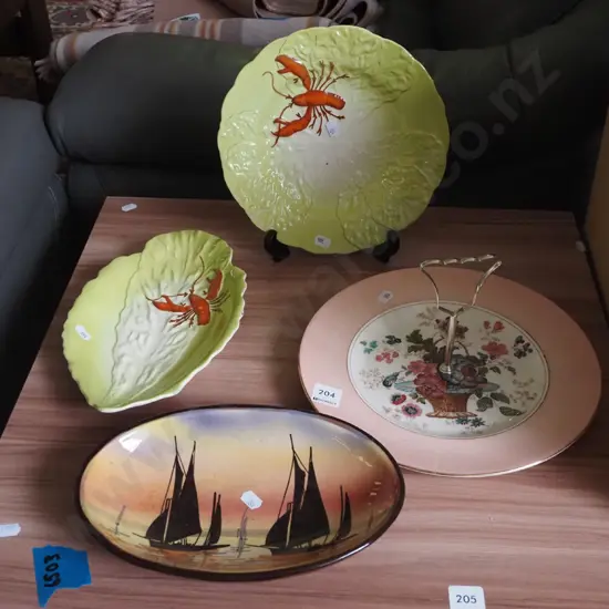 Carlton lobster plate, bowl, serving dish, hand painted bowl