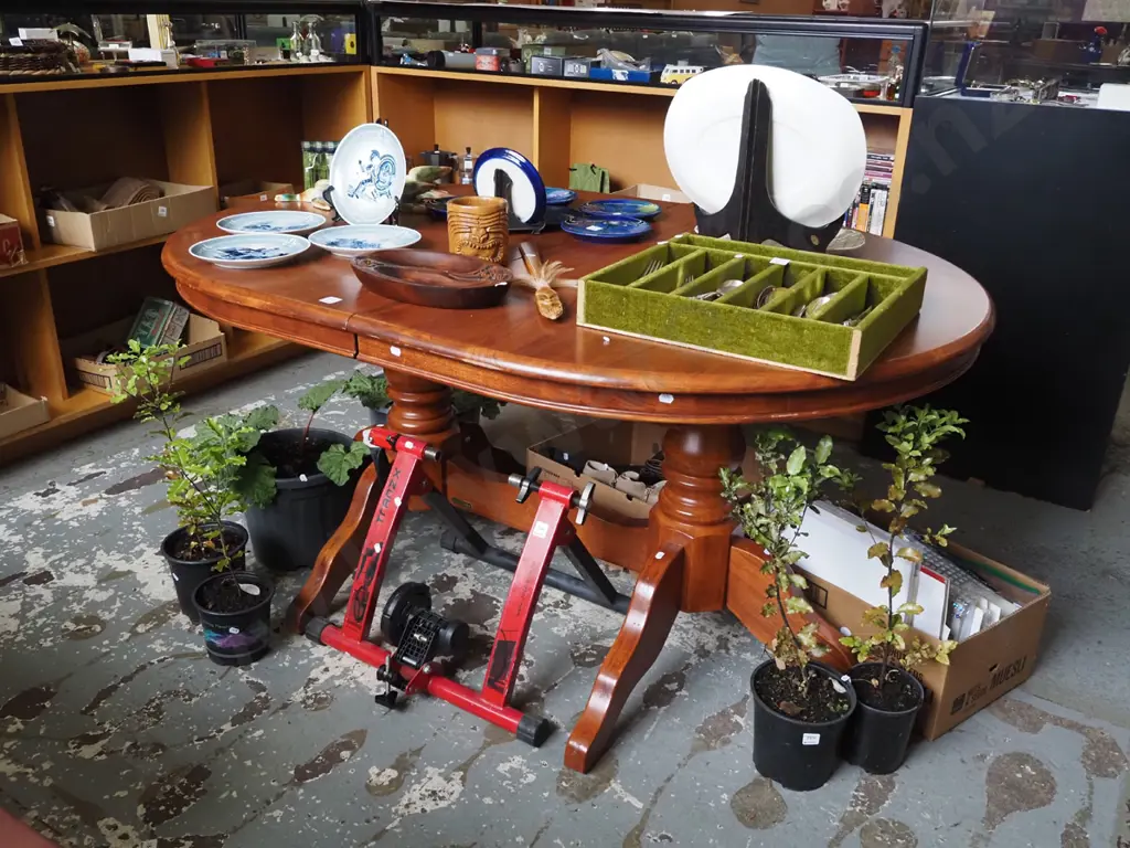 refectory base rubber wood extending dining table (no chairs) Closed H780 W1530 D1080 Image 1++