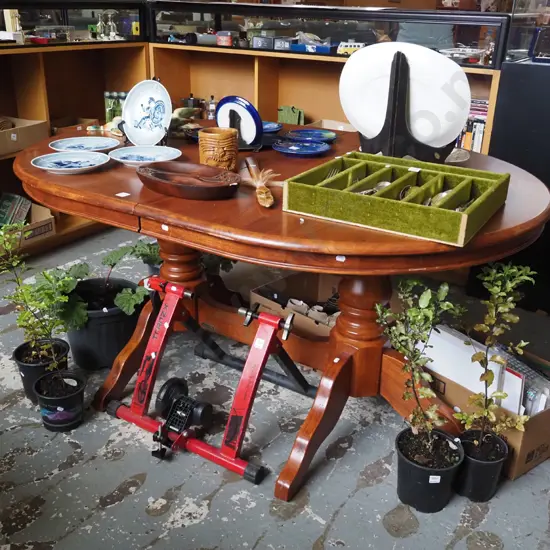 refectory base rubber wood extending dining table (no chairs) Closed H780 W1530 D1080