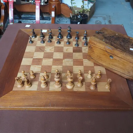 chess board and pieces