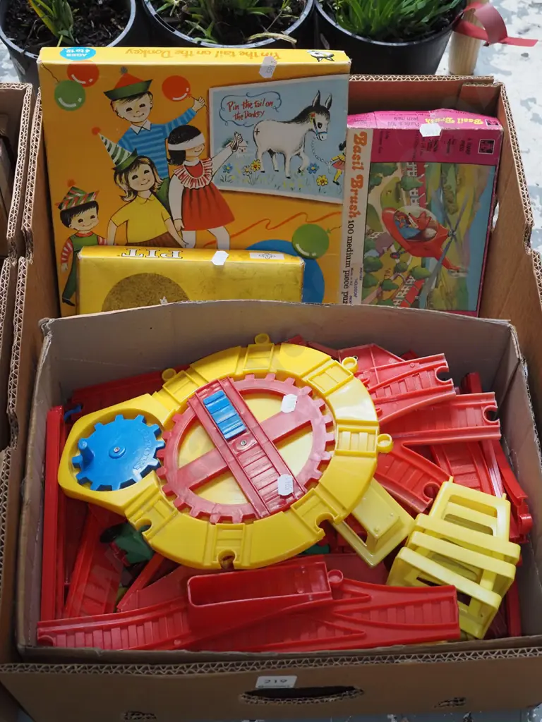 box; plastic train set, puzzles, board games Image 1++