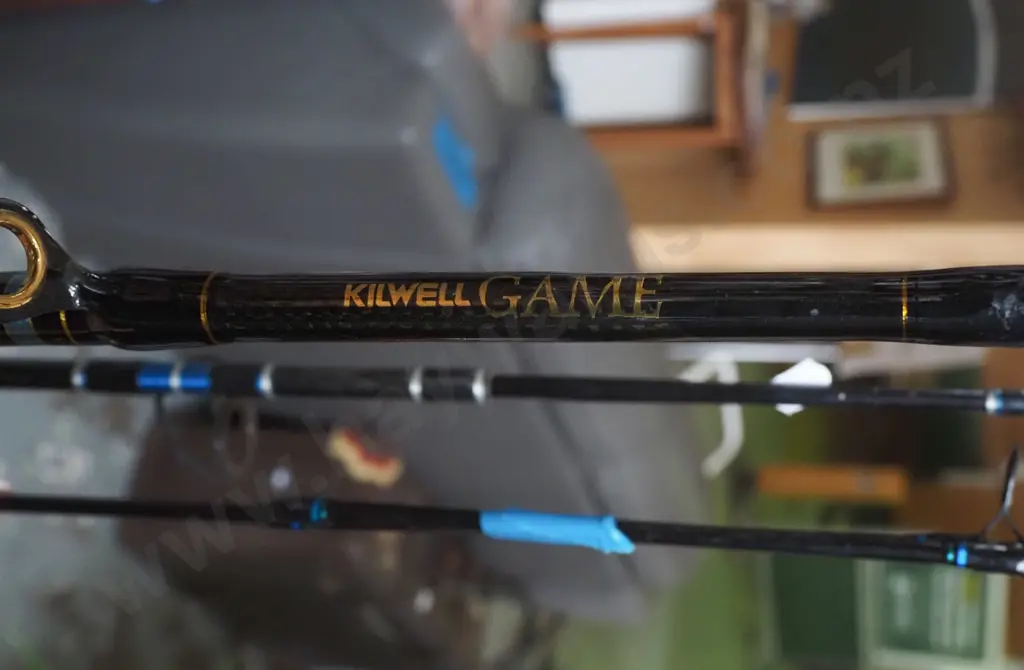 Kilwell Game sports fishing rod with large Kilwell Ticateam dual drag 2-speed reel and reel case Image 1++
