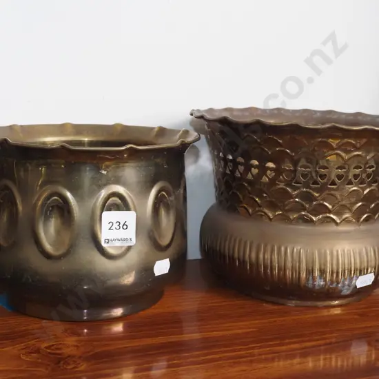 2x brass jardineres Tallest H150