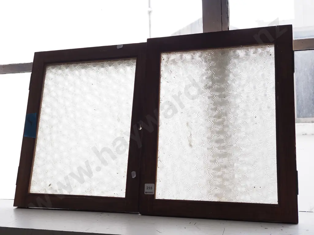 2x pressed glass cupboard doors Each H450 W360 Image 1++