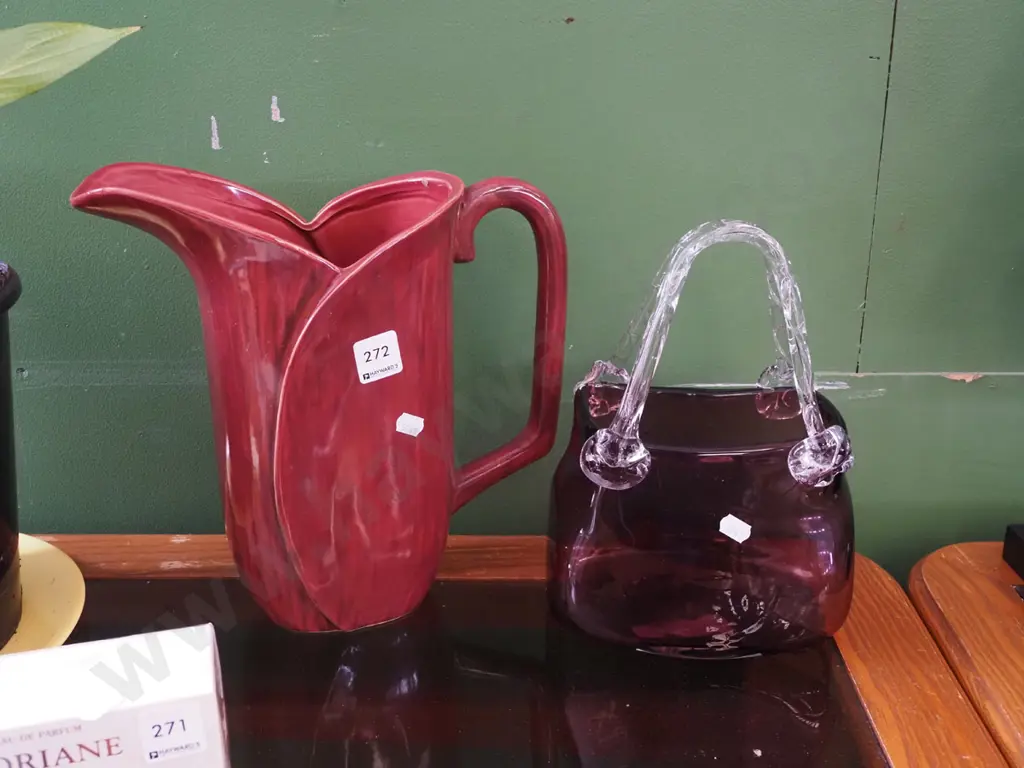 glass basket, large jug vase H270 Image 1++