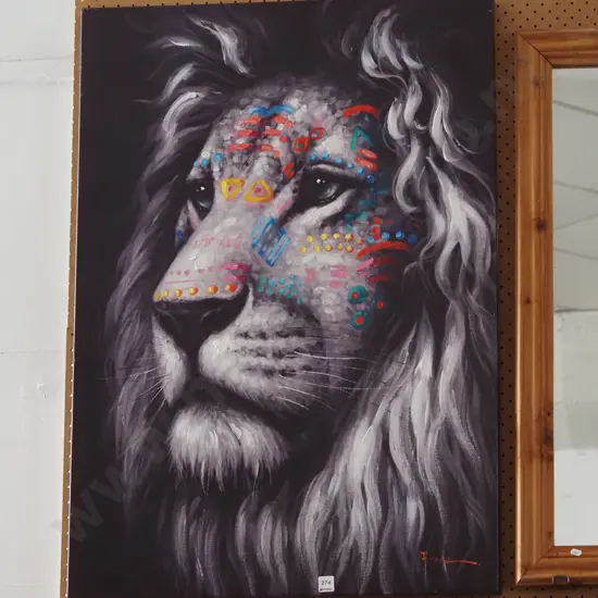 boxed mixed media - lion