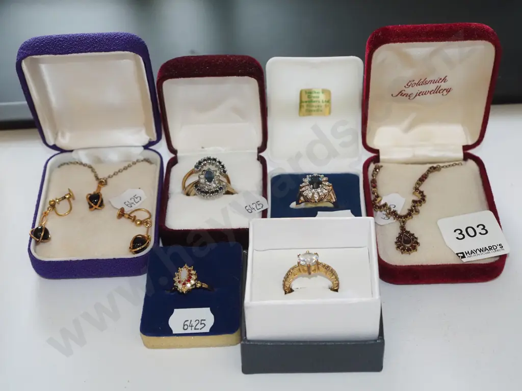 assorted costume jewellery rings, necklace and earrings Image 1++