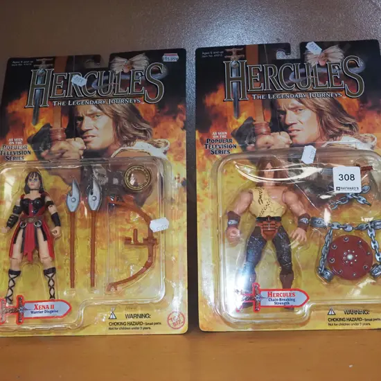 2x carded Hercules figurines